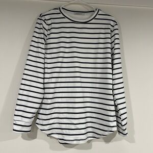 Womans Black and White Striped Shirt